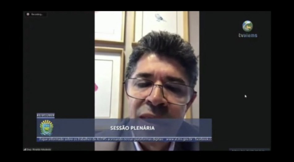 Deputado Rinaldo Modesto cita Dia de Cooperar em sessão plenária virtual