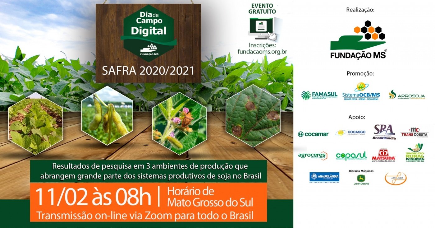 Fundação MS realizará Dia de Campo on-line para apresentar resultados importantes para Safra 2021/2022