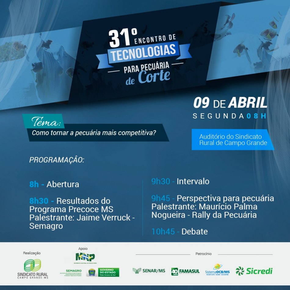 Encontro de Tecnologias da Pecuária de Corte será na próxima segunda 9/4