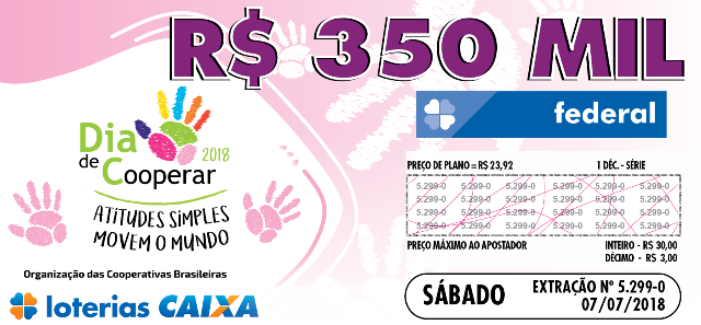 Marca do Dia C 2018 ilustra bilhete da Loteria Federal