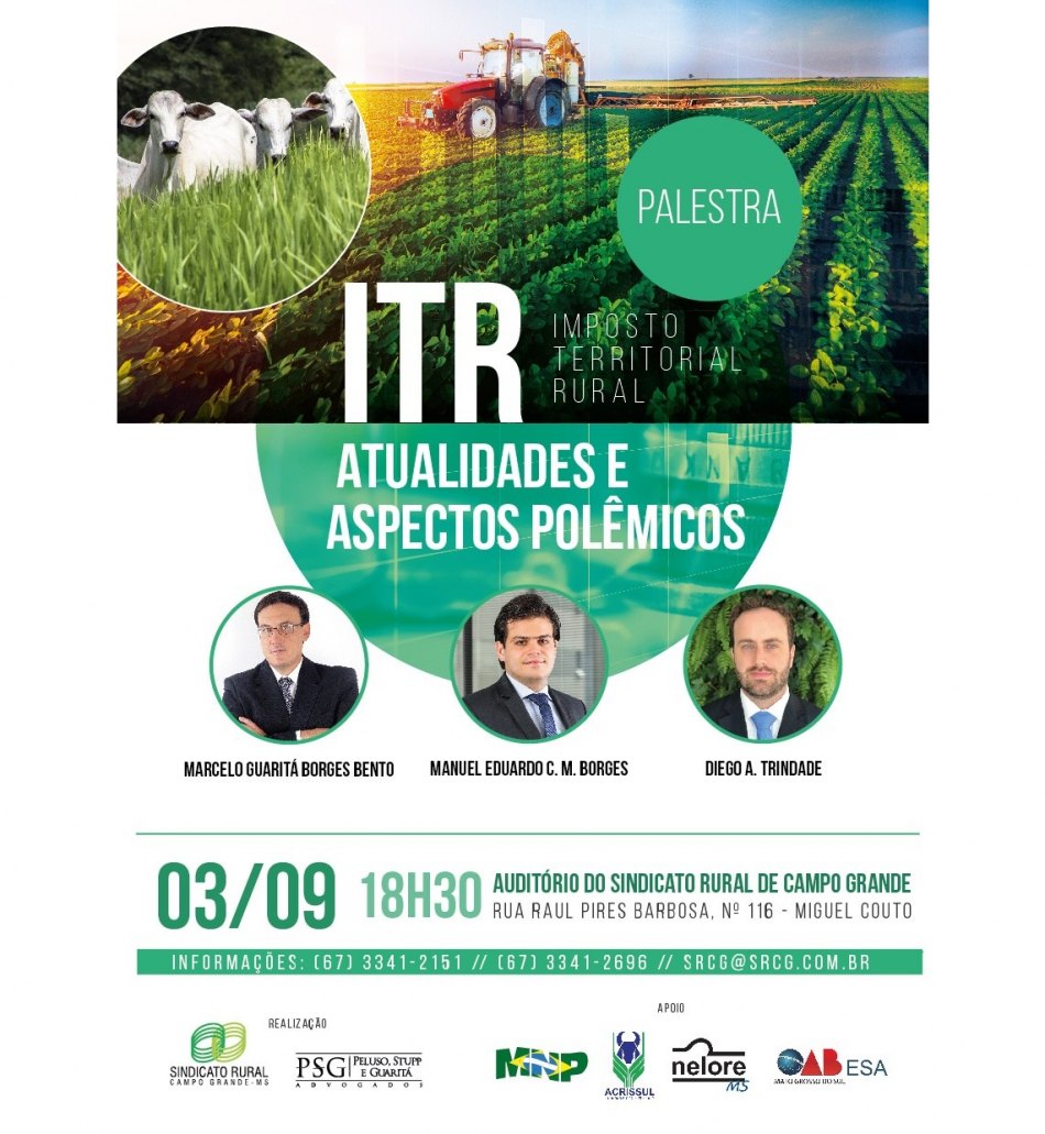 Imposto Territorial Rural é tema de palestra no Sindicato Rural no dia 03/09