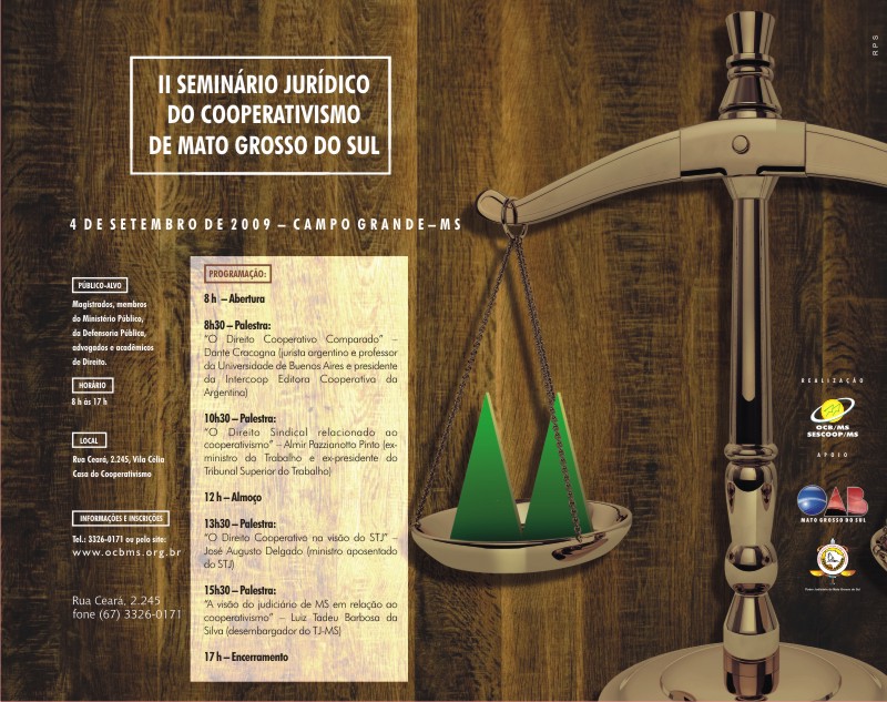 Sistema OCB/SESCOOP/MS promove II Seminário Jurídico do Cooperativismo de MS