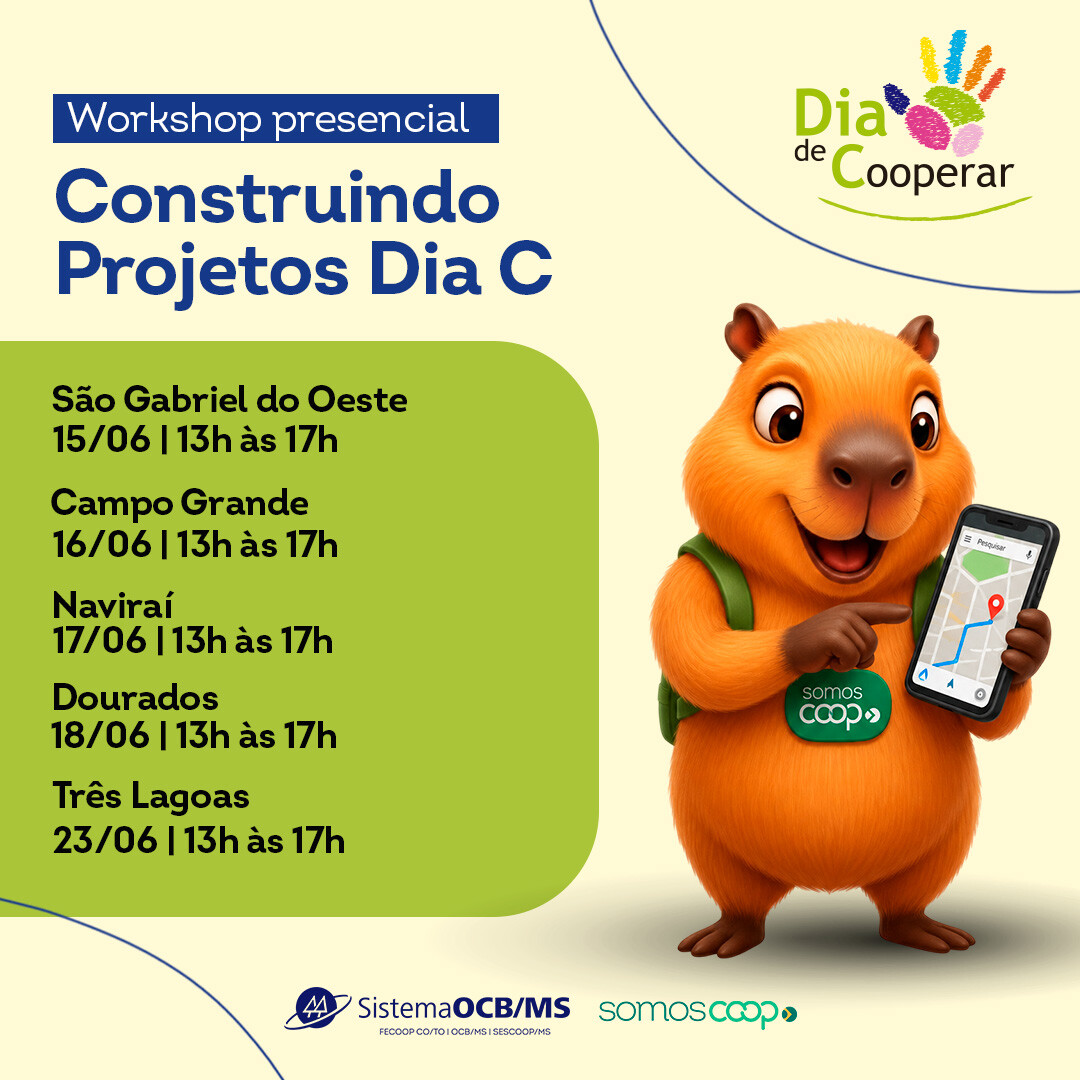 Sistema OCB/MS promove workshops regionais para fortalecer projetos do Dia C em Mato Grosso do Sul