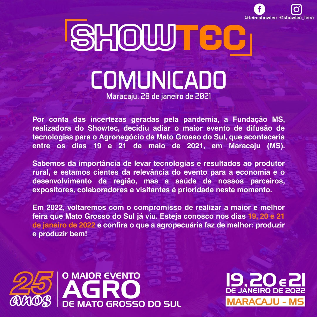 Showtec será realizado em janeiro de 2022